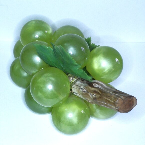Decorative Green Grapes On Wood Vine Glass MCM Kitchen Dining Decor - Picture 3 of 7